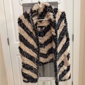 Marc by Marc Jacobs Real Rabbit Fur Knit Vest / O/S Chevron Pattern